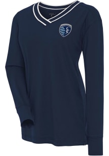 Antigua Sporting Kansas City Womens Navy Blue Symbolic LS Tee