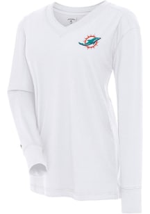 Antigua Miami Dolphins Womens White Symbolic LS Tee