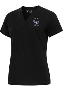 Antigua Colorado Rockies Womens Black Traveler Short Sleeve T-Shirt