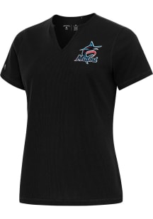 Antigua Miami Marlins Womens Black Traveler Short Sleeve T-Shirt