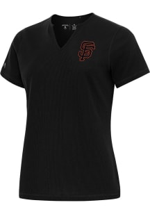 Antigua San Francisco Giants Womens Black Traveler Short Sleeve T-Shirt