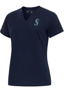 Antigua Seattle Mariners Womens Navy Blue Traveler Short Sleeve T-Shirt