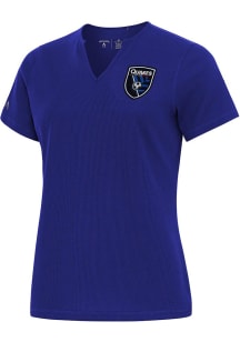 Antigua San Jose Earthquakes Womens Blue Traveler Short Sleeve T-Shirt