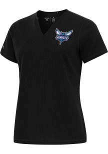 Antigua Charlotte Hornets Womens Black Traveler Short Sleeve T-Shirt