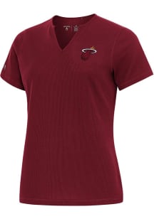 Antigua Miami Heat Womens Cardinal Alternate Traveler Short Sleeve T-Shirt