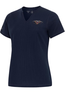 Antigua New Orleans Pelicans Womens Navy Blue Traveler Short Sleeve T-Shirt