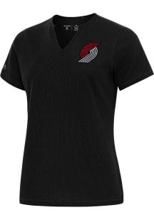 Antigua Portland Trail Blazers Womens Black Traveler Short Sleeve T-Shirt