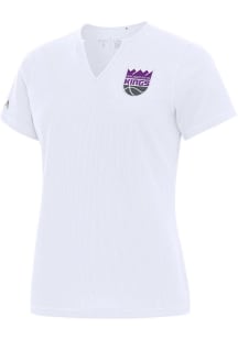 Antigua Sacramento Kings Womens White Traveler Short Sleeve T-Shirt