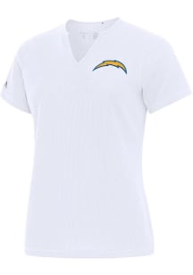 Antigua Los Angeles Chargers Womens White Traveler Short Sleeve T-Shirt