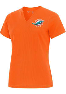 Antigua Miami Dolphins Womens Orange Traveler Short Sleeve T-Shirt