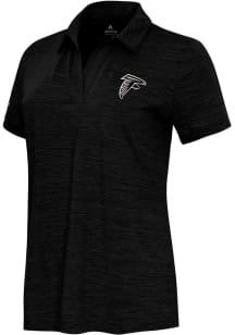 Antigua Atlanta Falcons Womens Black Carbon Layout Short Sleeve Polo Shirt
