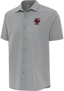 Antigua Boston College Eagles Mens Grey Activate Short Sleeve Dress Shirt