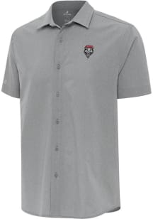 Antigua New Mexico Lobos Mens Grey Activate Short Sleeve Dress Shirt