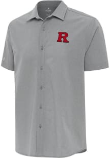Antigua Rutgers Scarlet Knights Mens Grey Activate Short Sleeve Dress Shirt
