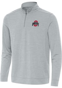 Antigua Ohio State Buckeyes Mens Grey Bright Long Sleeve Qtr Zip Pullover