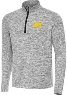 Antigua Michigan Wolverines Mens Black Cause Long Sleeve Qtr Zip Pullover