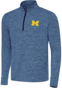 Antigua Michigan Wolverines Mens Navy Blue Cause Long Sleeve Qtr Zip Pullover