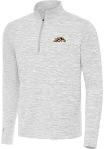 Antigua Western Michigan Broncos Mens Grey Cause Long Sleeve Qtr Zip Pullover