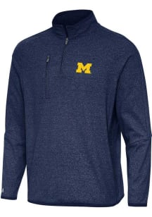 Antigua Michigan Wolverines Mens Navy Blue Certain Long Sleeve Qtr Zip Pullover