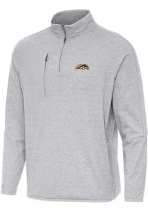 Antigua Western Michigan Broncos Mens Grey Certain Long Sleeve Qtr Zip Pullover