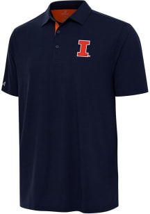 Antigua Illinois Fighting Illini Mens Navy Blue Era Short Sleeve Polo