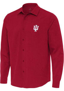 Antigua Indiana Hoosiers Mens Red Exposure Long Sleeve Dress Shirt