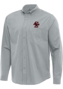 Antigua Boston College Eagles Mens Grey Flight Long Sleeve Dress Shirt