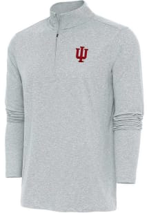 Antigua Indiana Hoosiers Mens Grey Hunk Long Sleeve Qtr Zip Pullover