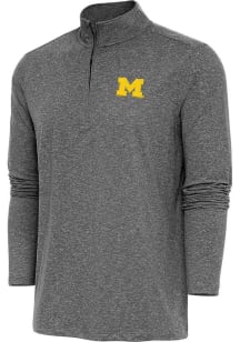 Antigua Michigan Wolverines Mens Black Hunk Long Sleeve Qtr Zip Pullover