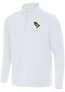 Antigua UCF Knights Mens White Intent Long Sleeve Qtr Zip Pullover