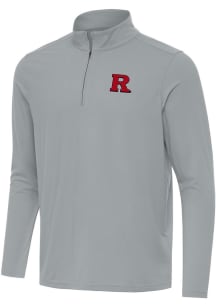 Antigua Rutgers Scarlet Knights Mens Grey Intent Long Sleeve Qtr Zip Pullover