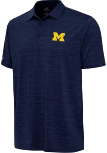 Antigua Michigan Wolverines Mens Navy Blue Layout Short Sleeve Polo