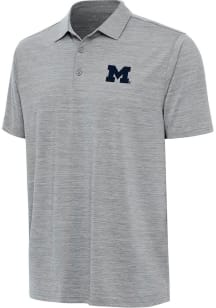 Antigua Michigan Wolverines Mens Grey Layout Short Sleeve Polo