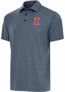 Antigua Illinois Fighting Illini Navy Blue Par 3 Big and Tall Polo