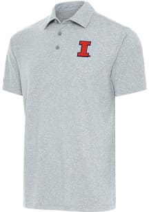 Antigua Illinois Fighting Illini Grey Par 3 Big and Tall Polo