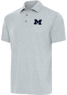 Antigua Michigan Wolverines Grey Par 3 Big and Tall Polo