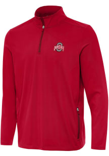 Antigua Ohio State Buckeyes Mens Red Perilous Long Sleeve Qtr Zip Pullover
