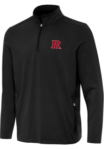 Antigua Rutgers Scarlet Knights Mens Black Perilous Long Sleeve Qtr Zip Pullover