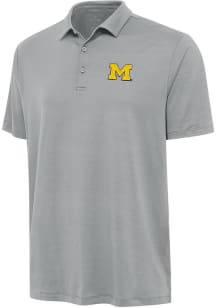 Antigua Michigan Wolverines Mens Grey Reprocess Recycled Short Sleeve Polo