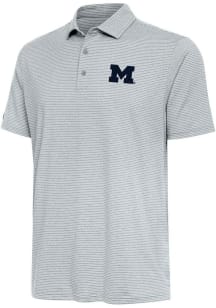 Antigua Michigan Wolverines Mens Grey Scheme Short Sleeve Polo
