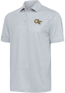 Antigua GA Tech Yellow Jackets Mens Grey Skills Short Sleeve Polo