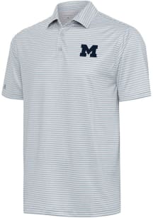 Antigua Michigan Wolverines Mens Grey Skills Short Sleeve Polo