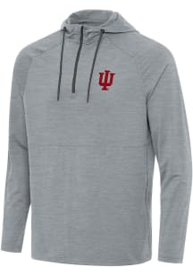 Antigua Indiana Hoosiers Mens Grey Spikes Long Sleeve Qtr Zip Pullover