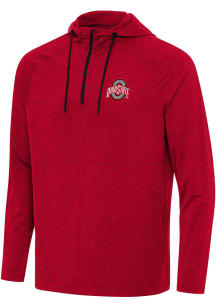 Antigua Ohio State Buckeyes Mens Red Spikes Long Sleeve Qtr Zip Pullover