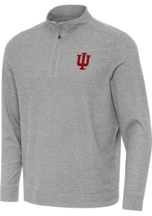 Antigua Indiana Hoosiers Mens Grey Subtle Long Sleeve Qtr Zip Pullover
