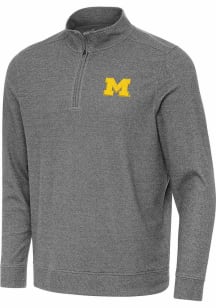 Antigua Michigan Wolverines Mens Black Subtle Long Sleeve Qtr Zip Pullover