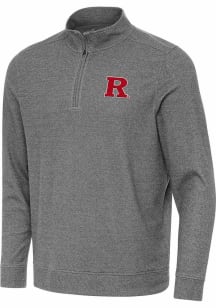 Antigua Rutgers Scarlet Knights Mens Black Subtle Long Sleeve Qtr Zip Pullover