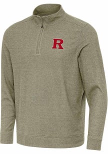 Antigua Rutgers Scarlet Knights Mens Olive Subtle Long Sleeve Qtr Zip Pullover