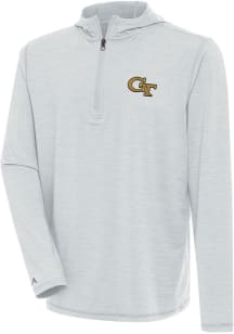Antigua GA Tech Yellow Jackets Mens Grey Tidy Long Sleeve Qtr Zip Pullover