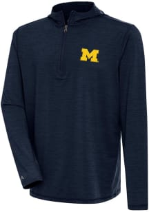 Antigua Michigan Wolverines Mens Navy Blue Tidy Long Sleeve Qtr Zip Pullover